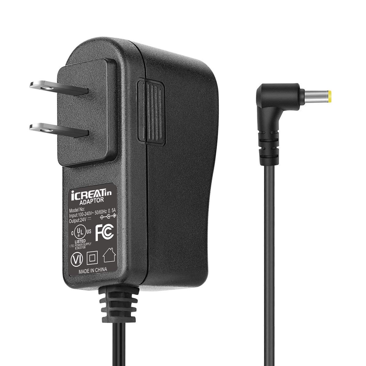 Amazon.com: 24V Power Cord Adapter, iCreatin 24V 0.5A 0.65A